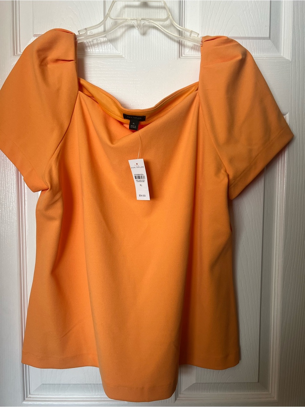 Ann Taylor Orange Puff-Sleeve Blouse